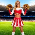 thumbnail image 5 of KHONTS Cheerleading for Women Tank Tops Pleated Skirts Cute Outfits for Carnival Party Clubwear 13-Red XL, 5 of 5