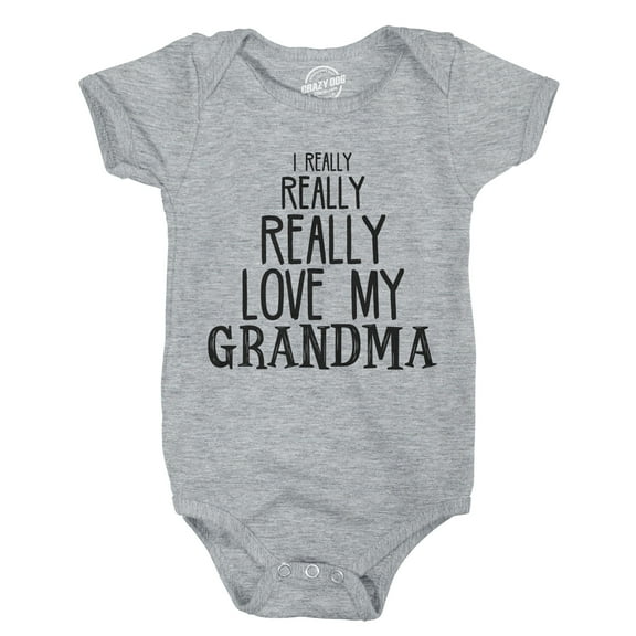 Baby Really Really Love My Grandma Cute Funny Infant Shirt Newborn outfit Shower