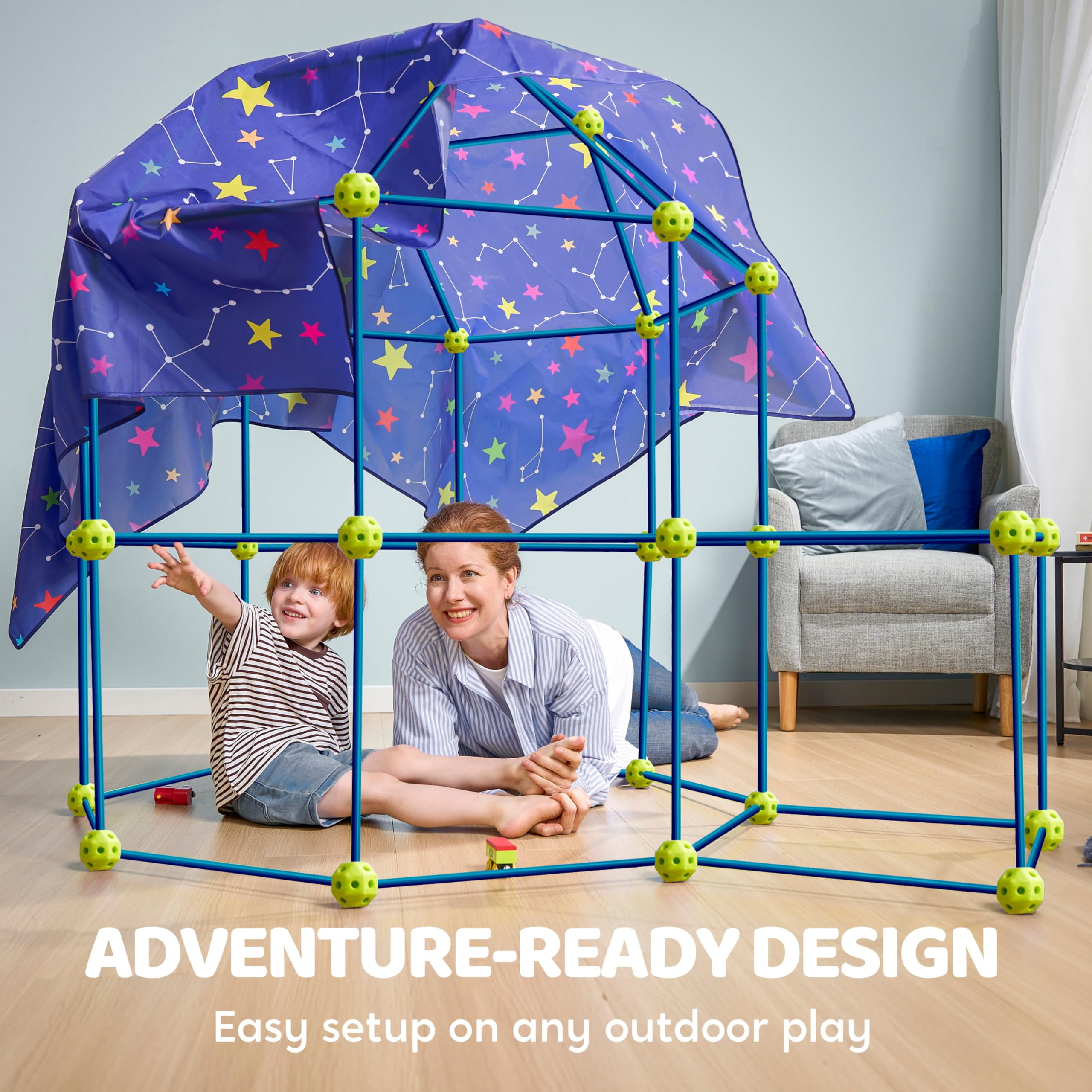 SYNCFUN Fort Building Kit for Kids 81 Pcs Creative Construction Toy Kids Tunnel DIY STEM Toy Birthday Gift for Boys and Girls Aged 4-12