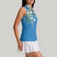 thumbnail image 4 of Golf Shirts for Women Sleeveless Zip Collared Athletic Tank Tops with Print, Golf and Tennis Performance Top Blue M, 4 of 6