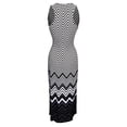 thumbnail image 3 of Womens Boho Maxi Striped Chevron Print Scoop Neck Tank Dress (Grey, XL), 3 of 4