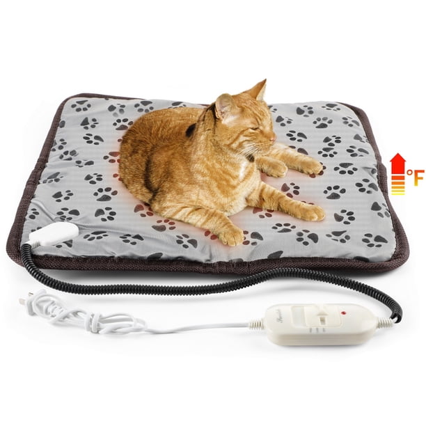 Almohadilla calefactora para mascotas, calentador eléctrico de cama para mascotas, almohadilla calefactora para mascotas con temperatura ajustable, estera calefactora para perros cachorros con cable r