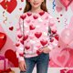 thumbnail image 1 of Sudadera sin capucha para niño, con estampado de San Valentín, de manga larga, informal, deportiva, con capucha, sudadera de manga larga sin capucha, top con inserciones en los hombros, blusa de polié, 1 of 8