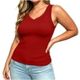 thumbnail image 7 of ThreadVibe Womens Plus Size Tank Tops V Neck Sleeveless Ribbed Tank Casual Basic Thick Strap Slim Fitted Racerback Shirts Cute Going Out Top,Business Casual Outfits, 7 of 7