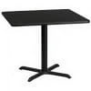 Flash Furniture Stiles 36'' Square Black Laminate Table Top with 30'' x 30'' Table Height Base