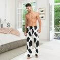 thumbnail image 3 of Men's Pajama Pants with Pockets Sleepwear Lounge Pants Stretch Casual Black White Cow Texture, 3 of 7