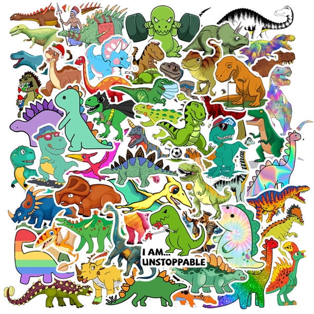 Stickers de dinosaurios Hebraeos impermeables tipo cartoon para niños, 100 piezas