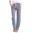 thumbnail image 1 of YDLCAFD Women's Spring And Gradient Color Lace Up Pocket Loose Wide Legged Cropped Casual Pants (2), 1 of 4