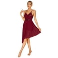 thumbnail image 4 of Aiihoo Women Ballroom Lyrical Dance Dress Sleeveless Sequins Mesh Modern Dance Dress Leotard Burgundy S, 4 of 7
