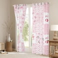 thumbnail image 3 of Homewish Cartoon Cherry Ribbon Black Out Curtains for Teen, Pink Stripes Buffalo Curtains Pack of 2 (42x63 Each), Kawaii Cartoon Bowknot Bedroom Curtains, Window Curtains Decor, 3 of 6