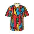 thumbnail image 1 of Fotbe Colorful Arrow Graffiti Pattern Camisa Hawaiana para Hombre Unisex – Camisa Casual de Verano con Botones de Manga Corta de Algodón y Lino,XX-Large, 1 of 7