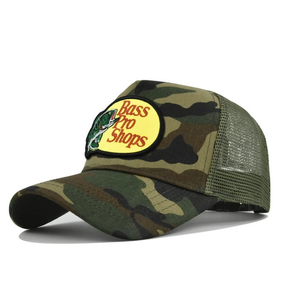 Bass Baseball Cap Travel Peaked Cap Bass-Pro Men's Embroidery Hip-Hop Cap Couple Style Sun Visor Adjustable Trucker Mesh Cap