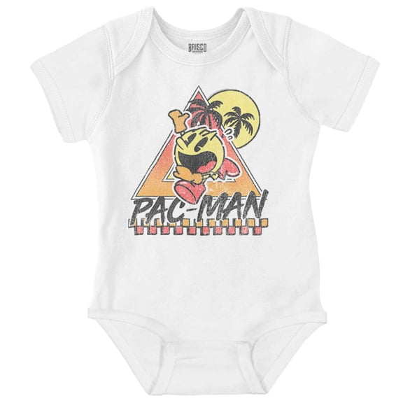 PACMAN Arcade Game Tropical Vacation Romper Boys or Girls Infant Baby Brisco Brands NB