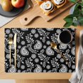 thumbnail image 2 of Placemats Set of 4, Black Paisley Woven Placemat, Linen Place Mats for Kitchen/Dining Tables, Ethnic Vintage Floral Botanical Abstract Washable Table Mats for Party, 2 of 8