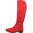 thumbnail image 3 of JOURNEE COLLECTION Womens Red Memory Foam High-Low Design Traction Sole Padded Zipper Accent Kerin Round Toe Block Heel Zip-Up Boots 7 WC, 3 of 6