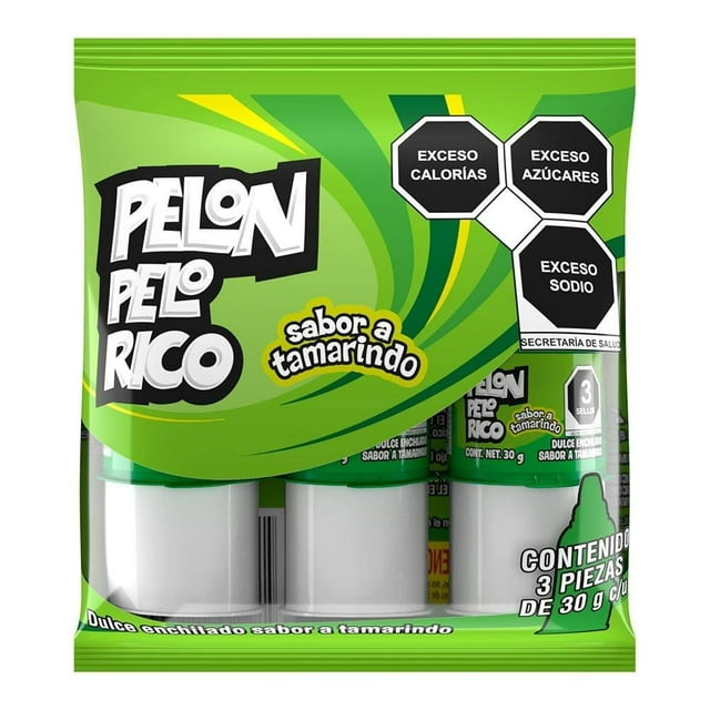 Dulce enchilado Pelón Pelo Rico Pelo Rico sabor tamarindo 3 pzas de 30 g c/u