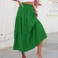 thumbnail image 5 of Gfyviroh Women's Midi Skirts Solid Color Pleated Ruffled Hem Flowy Skirts Casual High Waist Side Pockets A Line Skirts, 5 of 8