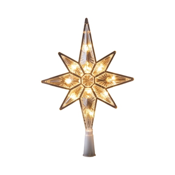 Christmas Tree Topper with Warm Lights, Silver Star Tree top | Hollow-Out Double-Sided Glittered Tree Topper, Lighted Xmas Tree Topper for Holiday Christmas Tree Decoration