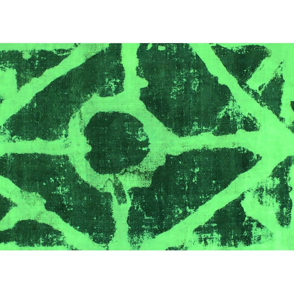 Ahgly Company Indoor Rectangle Abstract Green Modern Area Rugs, 2' x 4'