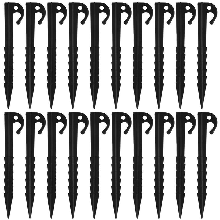 AAGUT 16 Pcs 16 Rebar Stakes J Hook Heavy Duty Steel Ground Anchors Tent  Stakes Ground Stakes with Chisel Point, Black 