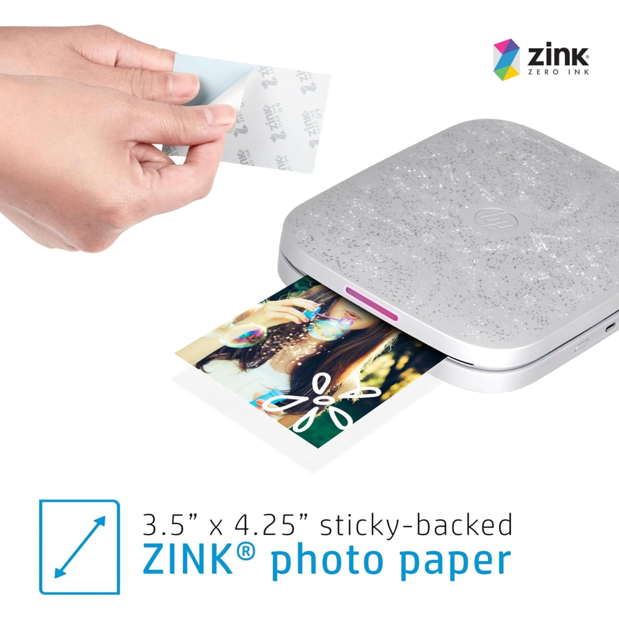 HP Sprocket 3x4 Instant Photo Printer, Zink Printing Technology, Bluetooth Wireless, 3.5x4.25 in