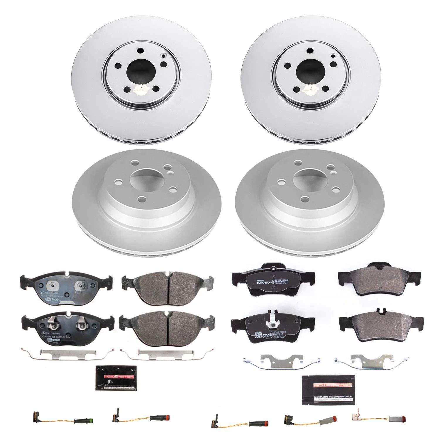 Power Stop Front and Rear Euro-Stop ECE-R90 Certified Brake Pad and Rotor Kit ESK7763