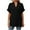Black, variant on Npasoilc Summer Shirts for Women Back Pleated Hem Side Slit Rolled Short Sleeve V-neck Blouse Soft Breathable Pullover Tops Casual Loose Daily T-Shirts