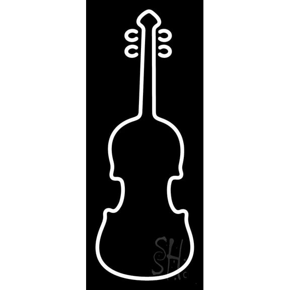 White Violin 2 LED Neon Sign 24" Tall x 10" Wide - inches Black Square Cut Acrylic Backing, with Dimmer - Premium built indoor Sign for Studio, Club, Home décor, Event, Workshop, Storefront.