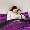 thumbnail image 5 of jejeloiu Modern Geometric Stripe Bedding Comforter Set,Abstract Polka Dots Twin Comforter Sets,Purple Black Wave Lines Bedding Set For Girls Boys,Super Cozy Room Decor Reversible,2pcs, 5 of 8