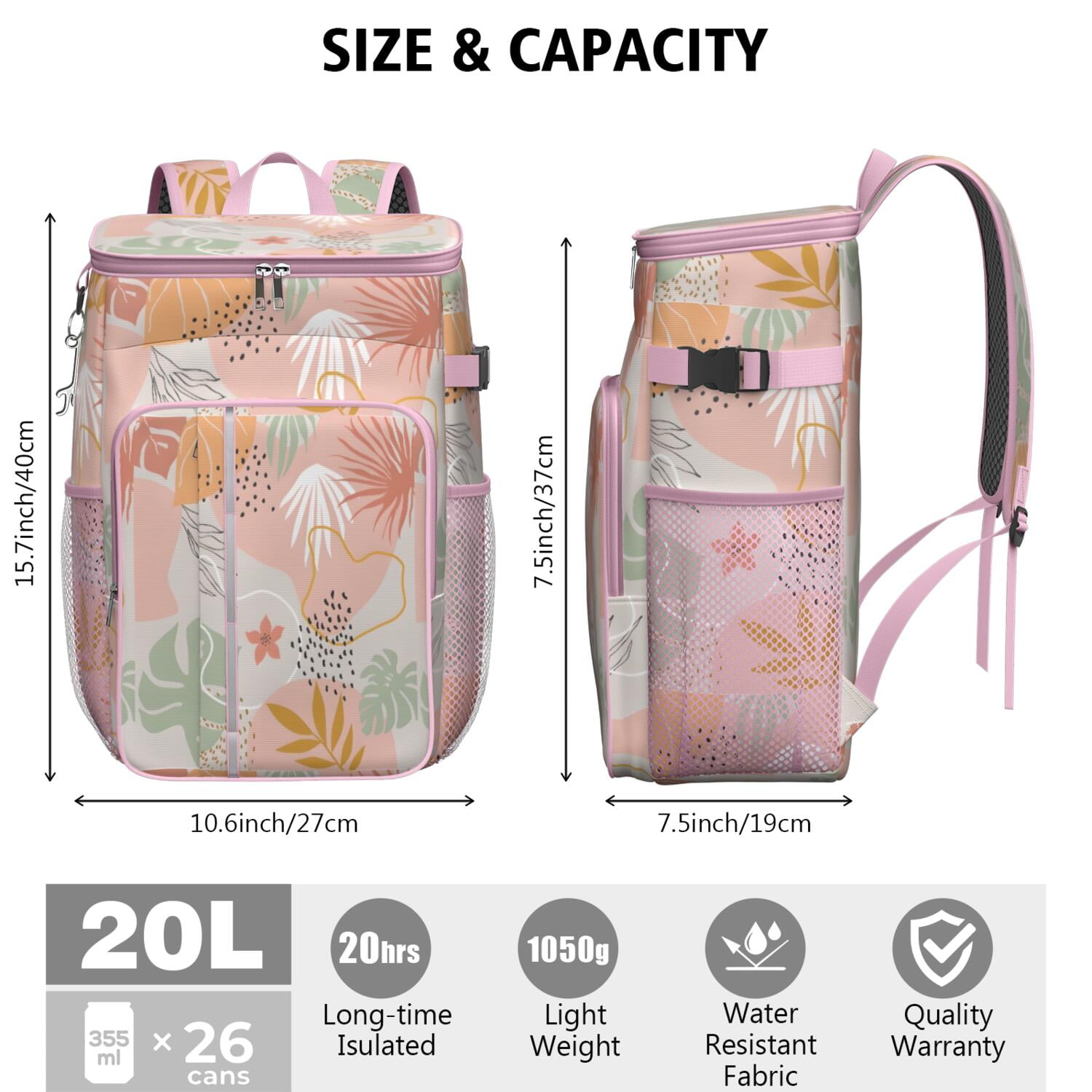 Travel Cooler Bag - Boho Bohemian Art Camping Beer Cooler Backpack with Bottle Opener- Waterproof Insulated Picnic Backpacks - Cooler Bag for Beach
