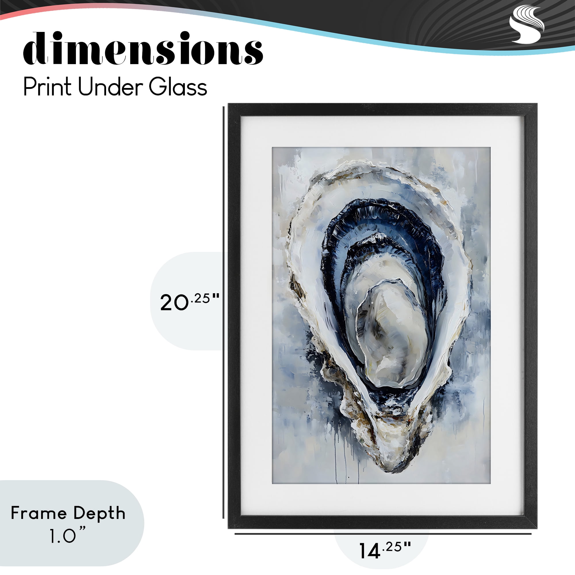 Stupell Industries Blue Oyster Shell Interior Black Framed Print Under Glass, design by Creative Studio
