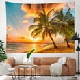 thumbnail image 5 of Tropical Palm Tree Beach Sunset Tapestry, Coastal Ocean Sunset Wall Hanging, Nature Landscape Art Decor for Bedroom Living Room Dorm, 60x80inch, 5 of 7