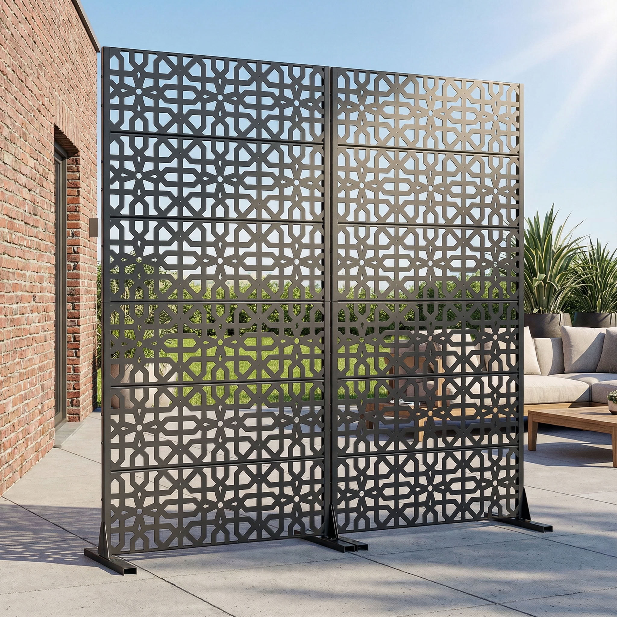 MAYEERTY 6 Panels Outdoor Privacy Screen, Metal Decorative Privacy Fence, 2 pcs Privacy Panel for Patio, Balcony, Backyard, Garden