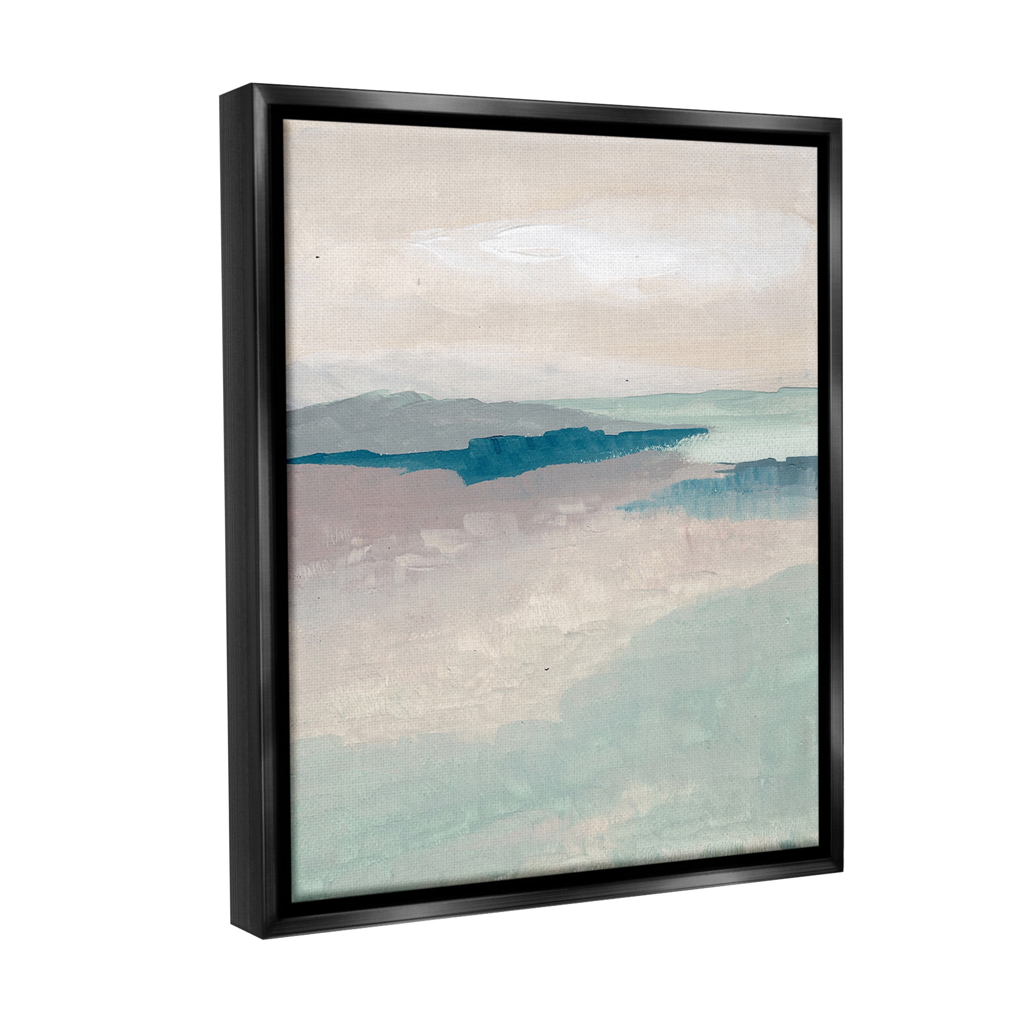 Stupell Industries Subtle Horizon Abstract Abstract Painting Black Floater Framed Canvas Art Print Wall Art, 17 x 21