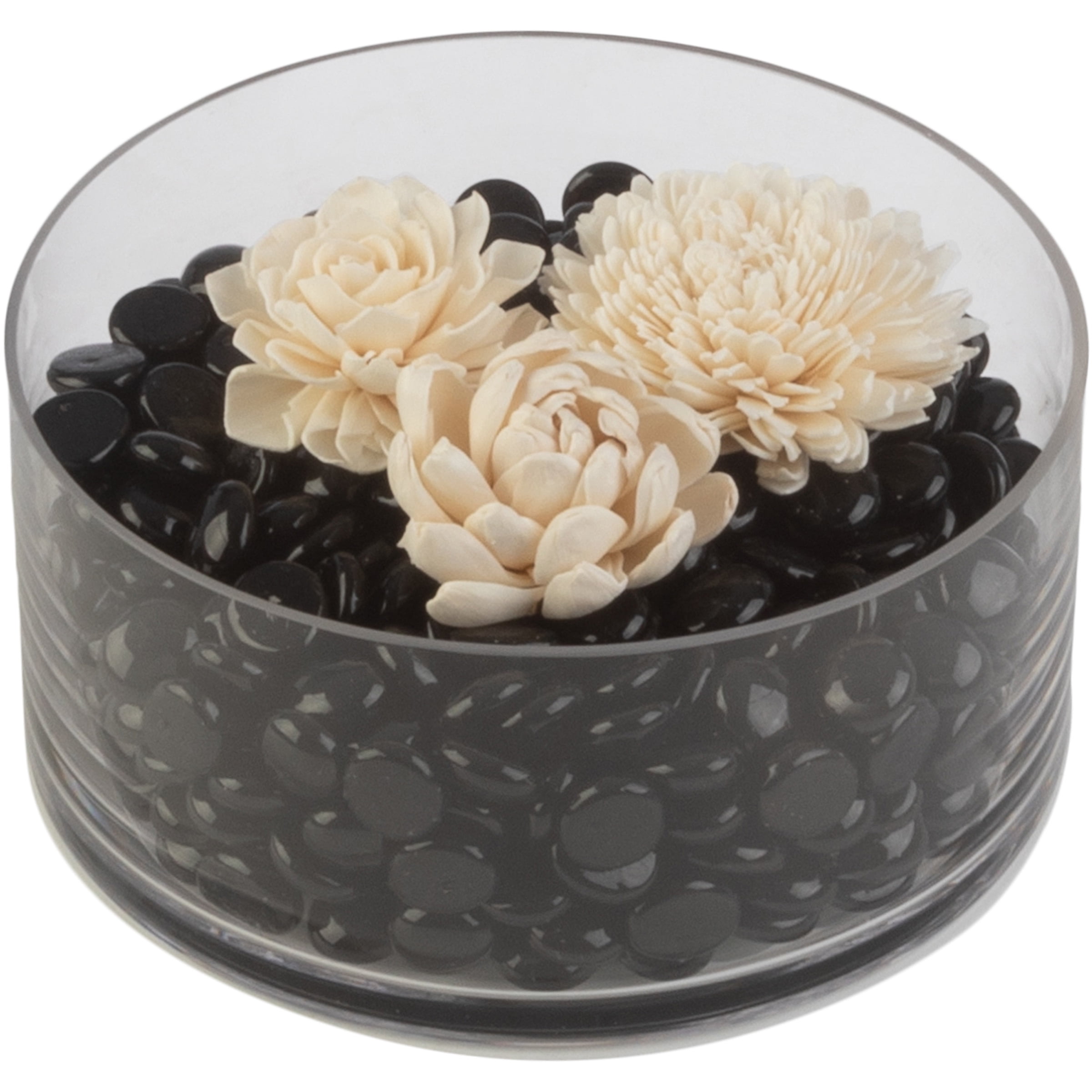 Lavish Home 10lbs Vase Filler Glass Beads - 3/4in Flat Marbles, Black