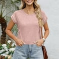 thumbnail image 4 of ADSSDQ Womens Summer Tops Trendy 2025 Cap Short Sleeve Tshirts Shirts Crew Neck T Shirts Fashion Light pink M, 4 of 5