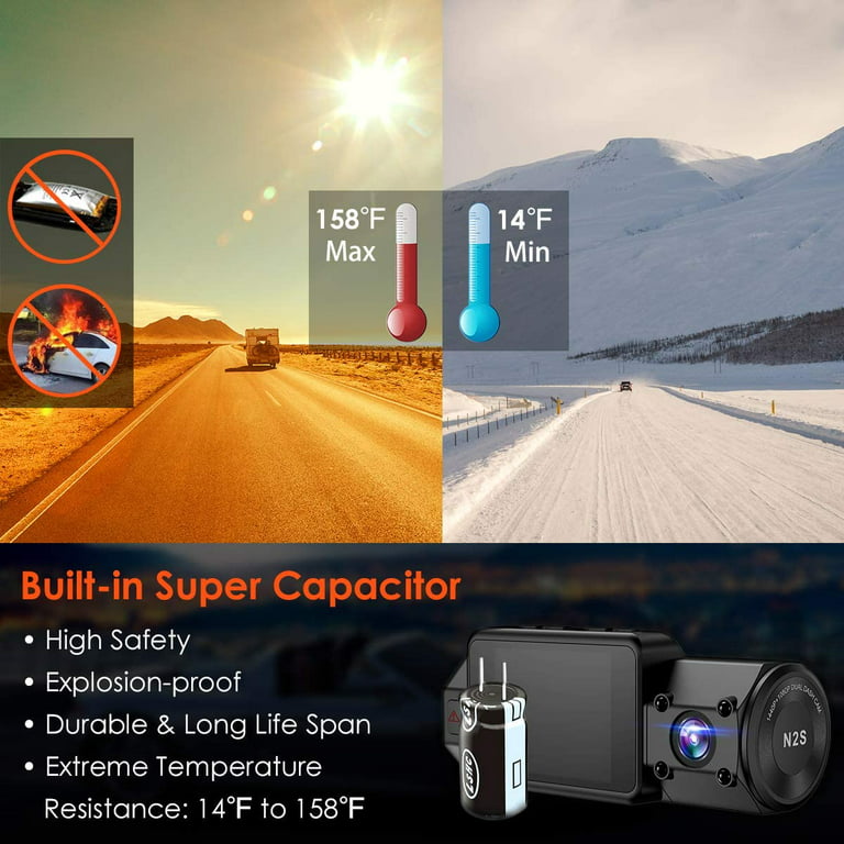 Vantrue N2S Dual Lens Dash Cam for Front & Inside Recording