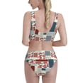 thumbnail image 5 of High Waisted Bikini Sets For Women, Patchwork In Country Style Swimsuits Tummy Control, Two Pieces Bathing Suit, 5 of 8