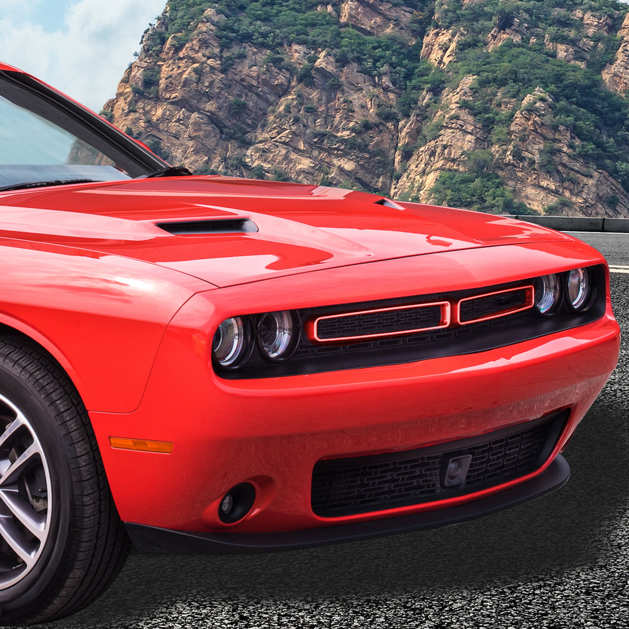 X AUTOHAUX 2pcs Front Grill Mesh Grille Inserts Guards ABS Cover Trim Replacement for Dodge Challenger 2015-2020 Red 