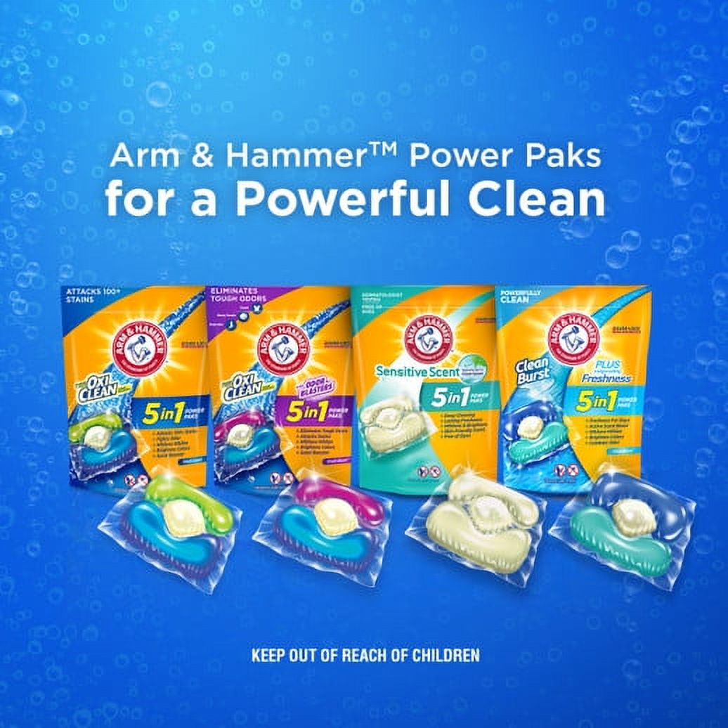 ARM & HAMMER Plus OxiClean with Odor Blasters 5-in-1 Fresh Burst Laundry Detergent Power Paks, 42 Count Bag - image 10 of 16
