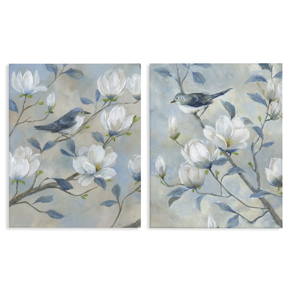 Stupell Industries Cottage Blue Birds in Magnolia Tree 2pc Canvas Art Set, 16 x 20 each, by Nan