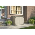 thumbnail image 4 of Suncast 34 Cu. ft. Resin Horizontal Storage Shed – Vanilla with Stoney Roof, Durable Multi-Wall Construction, 12 sq. ft. Outdoor Garden and Patio Organizer, 4 of 6