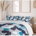 thumbnail image 6 of Ambesonne Abstract Duvet Cover Sets, Retro Circles Squares, 2-King, Brown Grey Teal White, 6 of 7