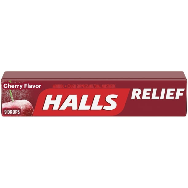 HALLS Relief Cherry Cough Drops, 9 Drops