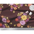 thumbnail image 3 of Soimoi Brown Poly Georgette Fabric Leaves & Floral Print Fabric by Yard 52 Inch Wide, 3 of 3