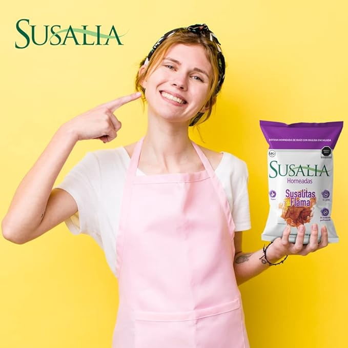 SUSALIA Susalitas Flama | 4 bags, 7.05 ounce each | Gluten Free Flaming Hot Corn & Cactus Chips | Healthy Snacks