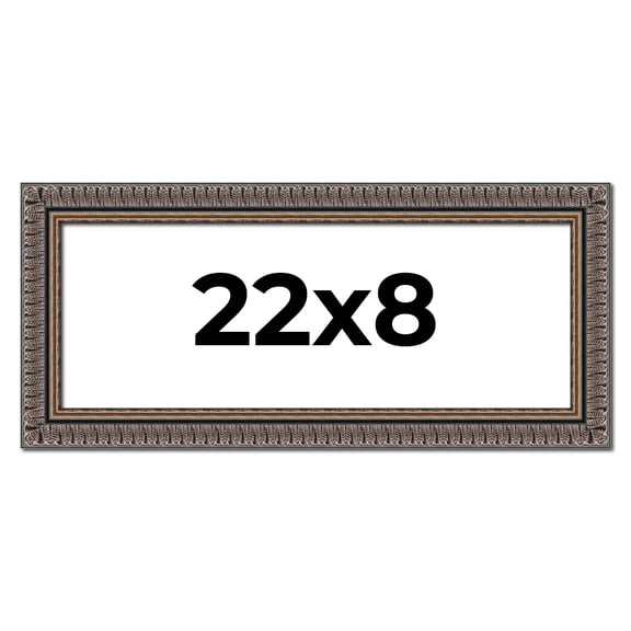 22x8 Frame Black Feather Payton Ornate Solid Wood Picture Frame Width 1.75 Inches | Interior Depth