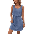 thumbnail image 3 of Vestido Mini con Cordón Texturizado y Calado para Mujer, Color Azul Neblina, Talla M, 3 of 7