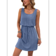 thumbnail image 3 of Vestido Mini con Cordón Texturizado y Calado para Mujer, Azul Neblina, Talla XXL, 3 of 7