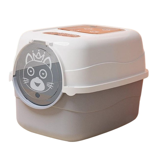 GROWTH TANK Hooded Cat Litter Box Enclosed Cat Toilet Reusable Removable Anti Splashing Easy Gray